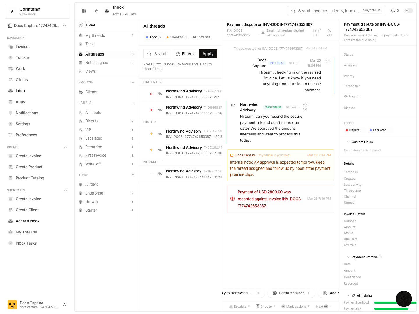 Conduitt inbox timeline
